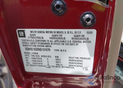 2006 Chevrolet Suburban 1500 Ls from USA, damaged, VIN 3GNEC16Z66G131678